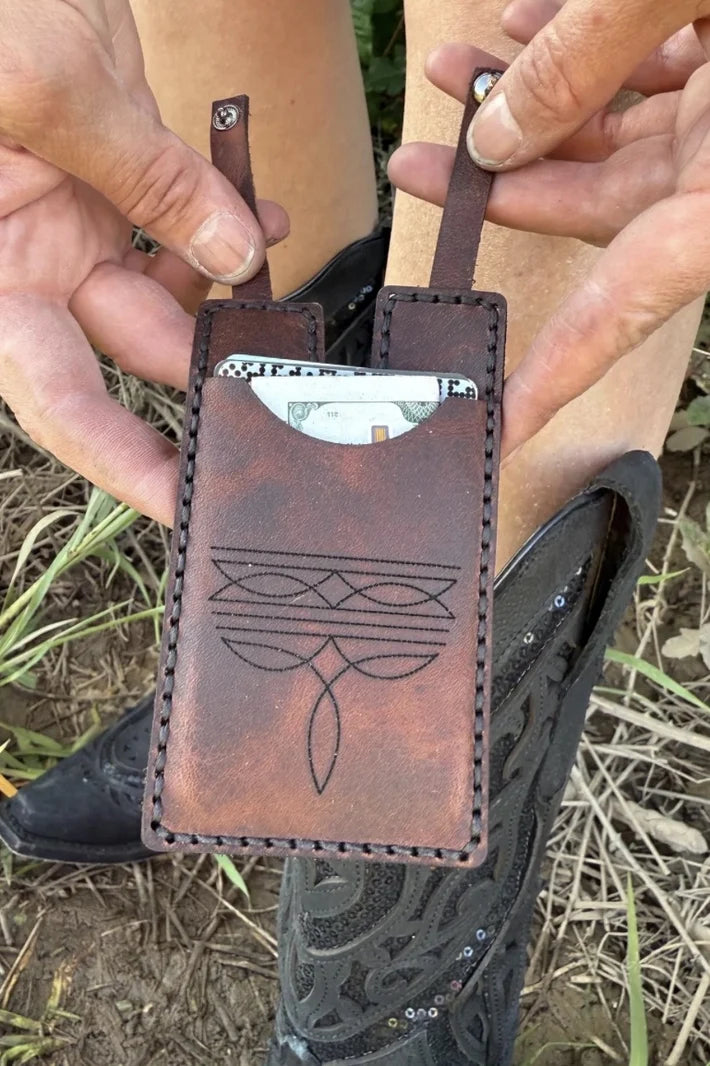 💳Genuine Leather Hidden Boot Wallet – Hands-Free Pocket for Concerts & Nights Out