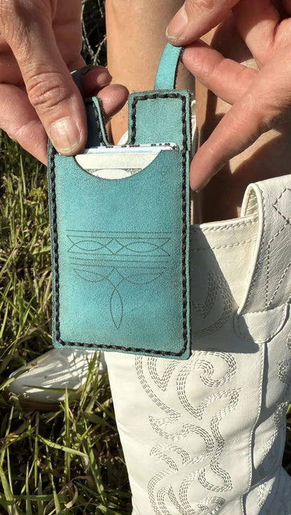 💳Genuine Leather Hidden Boot Wallet – Hands-Free Pocket for Concerts & Nights Out