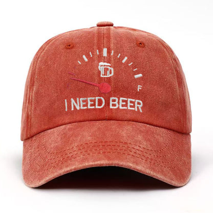 🍺 ‘I NEED BEER’  Embroidered Baseball Cap – Unisex Adjustable Washed Vintage Hat