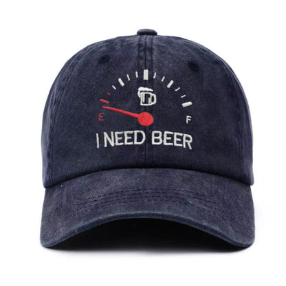🍺 ‘I NEED BEER’  Embroidered Baseball Cap – Unisex Adjustable Washed Vintage Hat