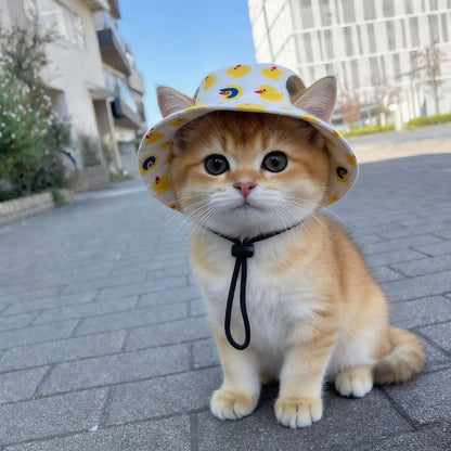 🐾 Cute Printed Pet Bucket Hat, Breathable Sun Cap Fits Dogs & Cats