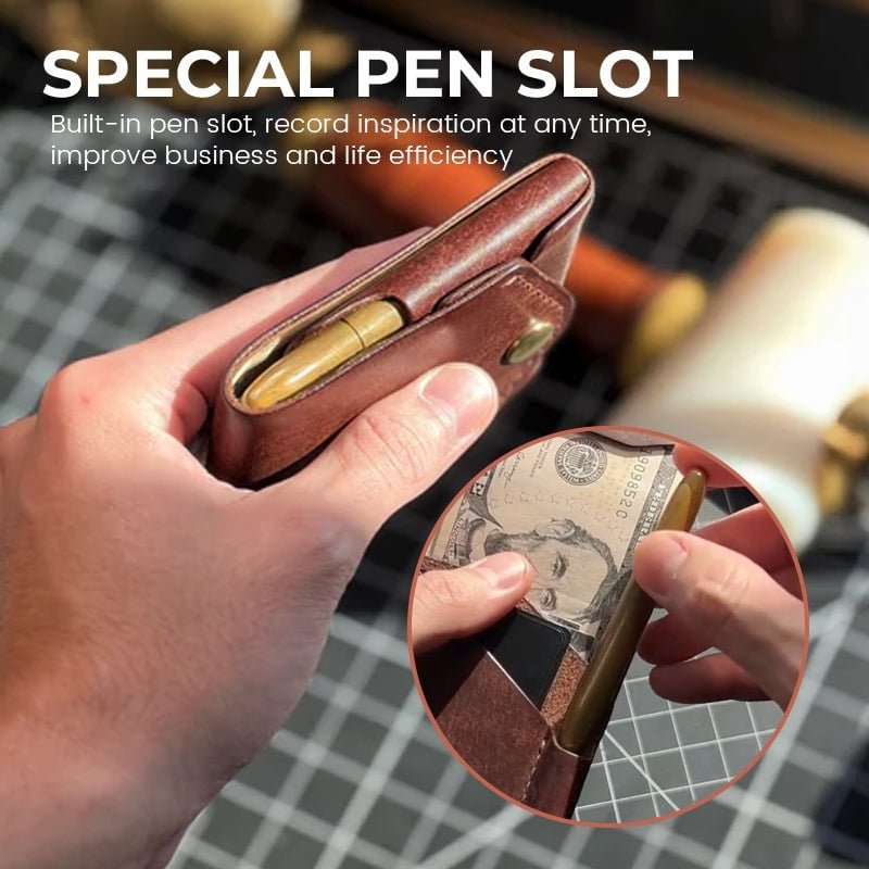 Tyiiplus™ Vintage Leather Wallet with Pen Slot