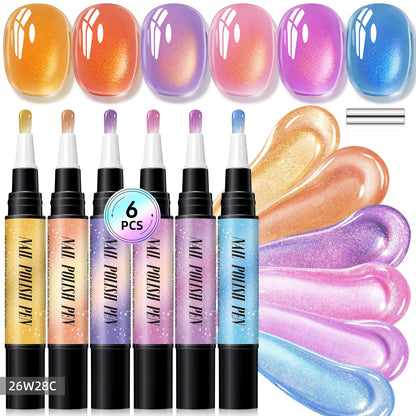 💅 6PCS One-Step Gel Nail Art Pen Set – Salon Beauty at Home