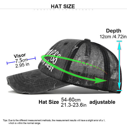 Ponytail Mesh Baseball Cap – Open Back Breathable Washed Vintage Hat