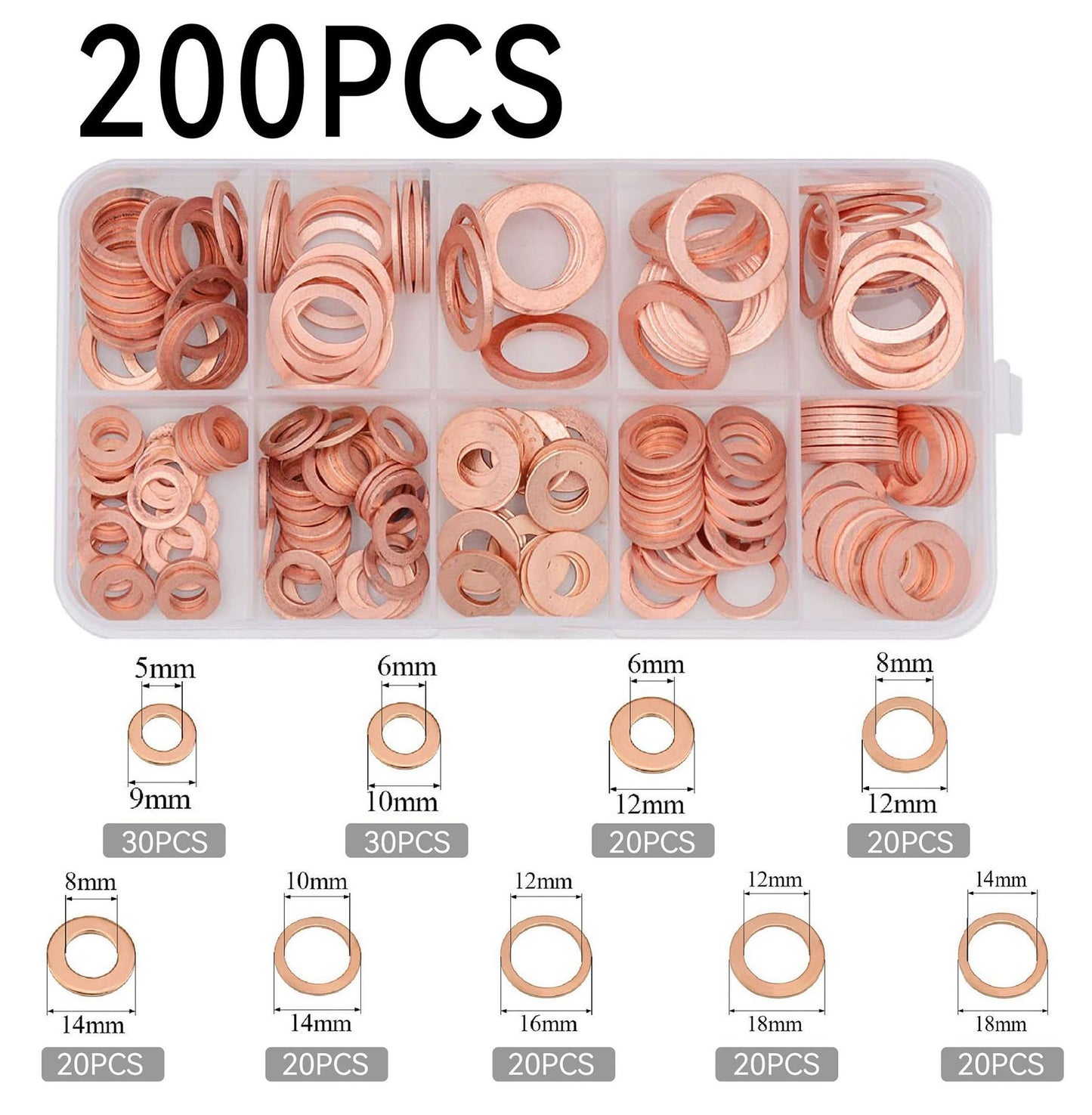 📀Copper Flat Washer Assortment Kit