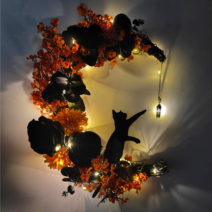 🐈‍⬛🌙Handmade Halloween Cat Wreath