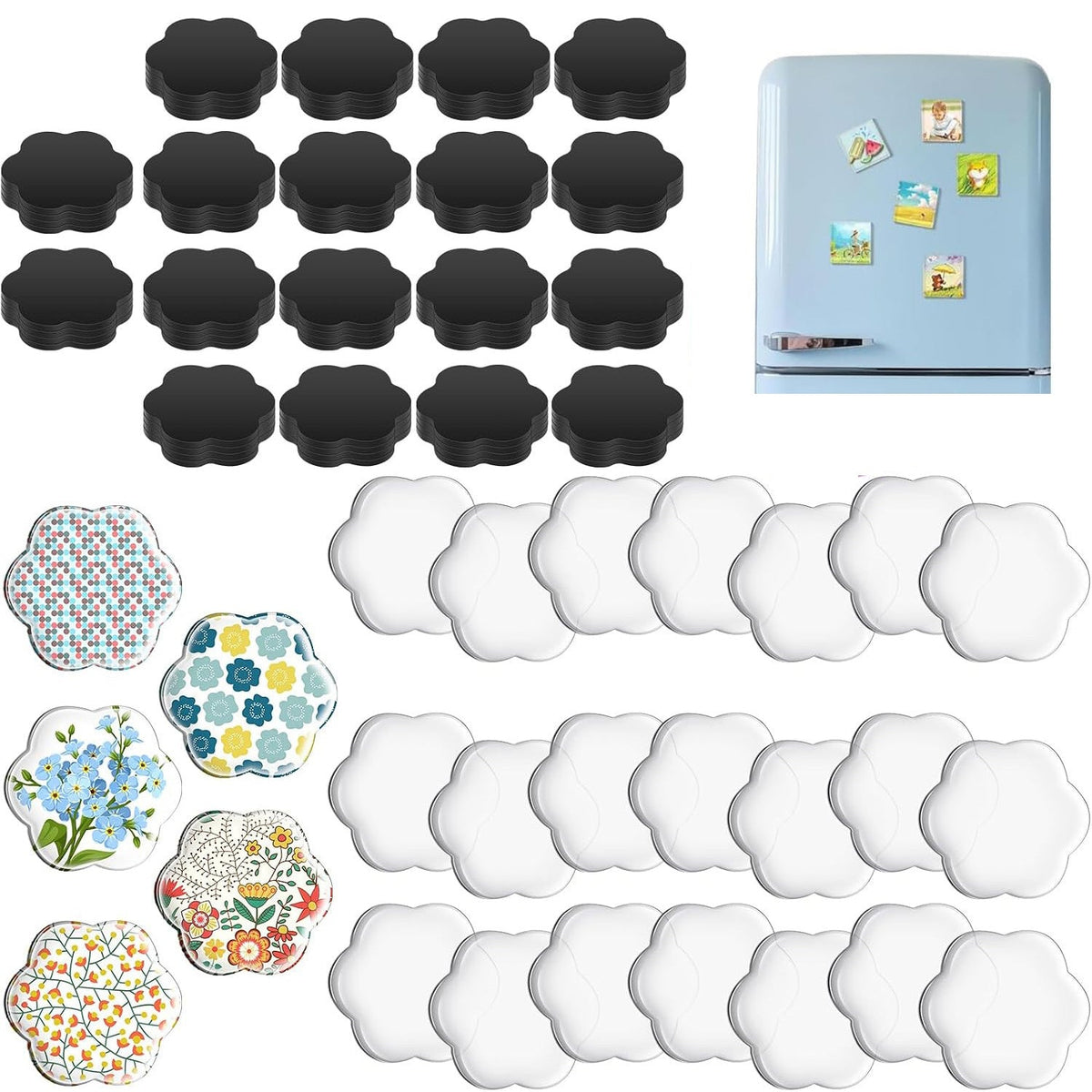 DIY Fridge Magnet Kit – Clear Acrylic Magnetic Pieces for Photos & Crafts