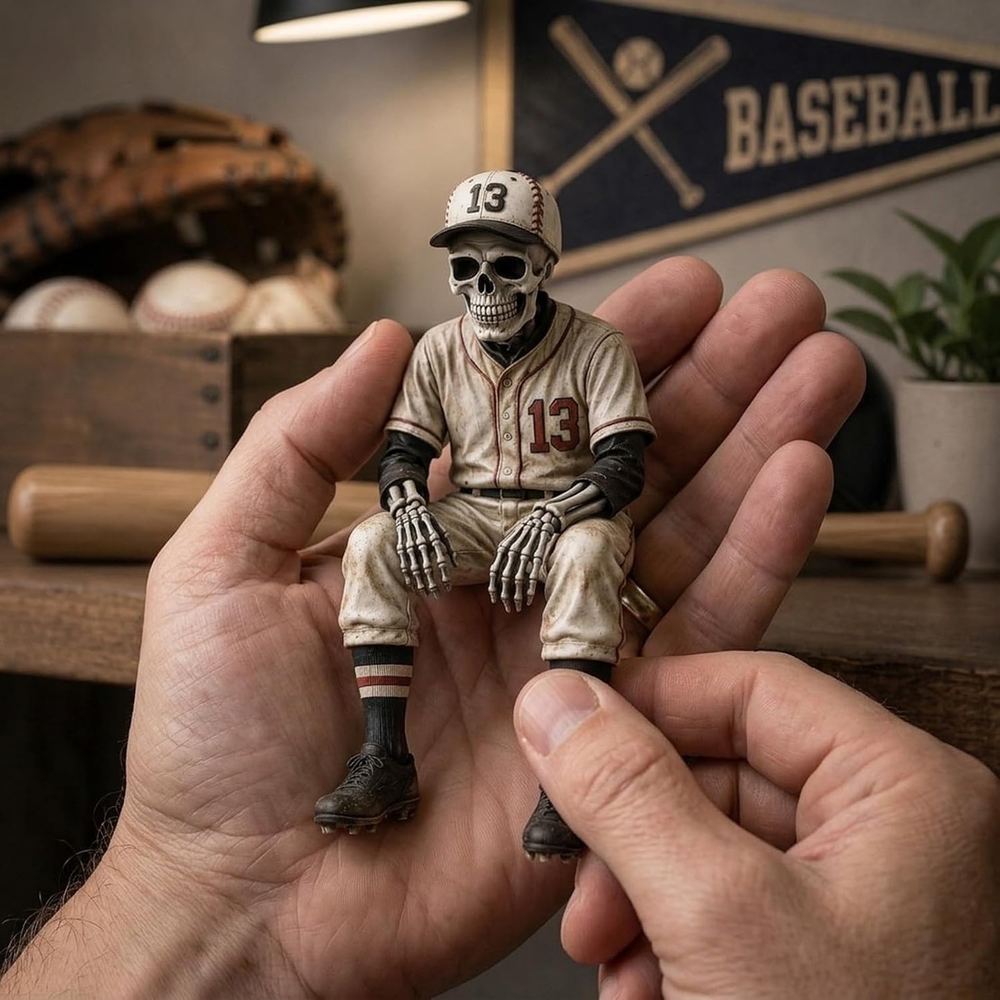 ⚾ Baseball Skeleton Shelf Sitter