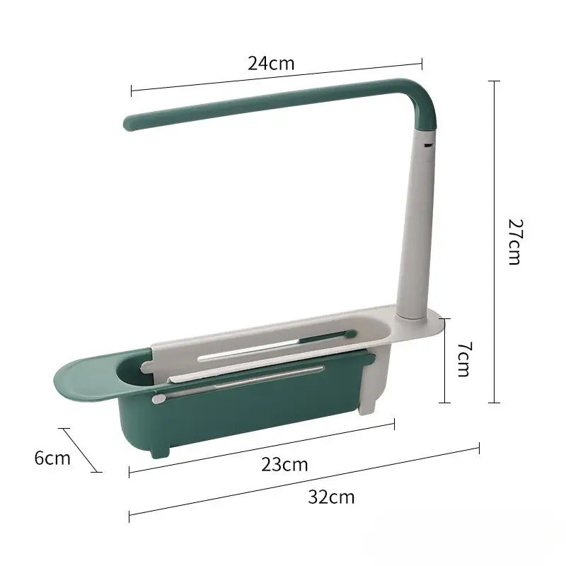 TYIIPLUS™ Retractable Sink Organizer – Adjustable Telescopic Kitchen Sink Caddy with Towel Holder