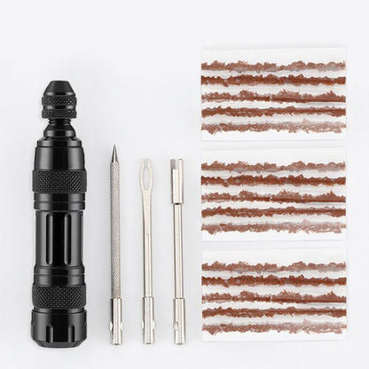 Tubeless tire repair kit in an aluminum case