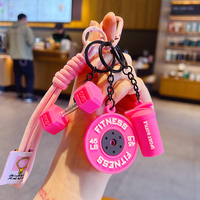 💪 Fitness Keychain Set – Dumbbell, Kettlebell & Weight Plate Pendant
