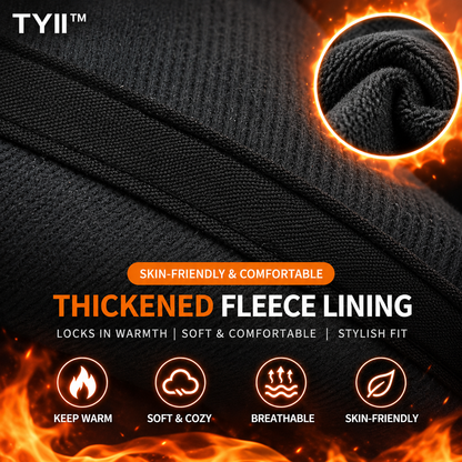 TYII™ Men's Winter Leather-Look Docker Hat – Warm Fleece-Lined Brimless Cap, Adjustable Vintage Beanie