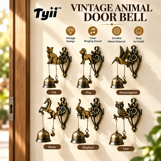 Vintage Animal Door Bell – Antique Bronze Hanging Bell, Decorative Door Chime for Home, Unique Housewarming Gift | TYII™