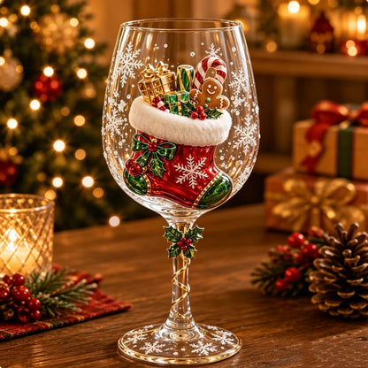 🎅🍷Christmas 3D Wine Glass Collection Gift Box Set✨