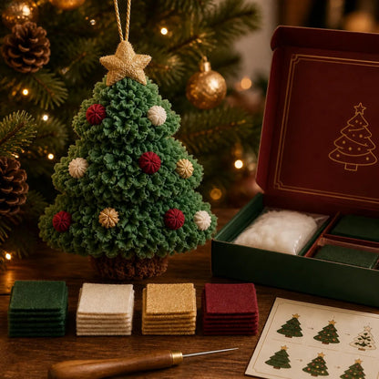 🎄Beginner-Friendly 3D Fabric Poke Christmas Ornament DIY Kit Collection | Complete Kit with Pre-Cut Fabrics, Stuffed Felt Base, Poking Tool & Step-by-Step Guide Included 💕
