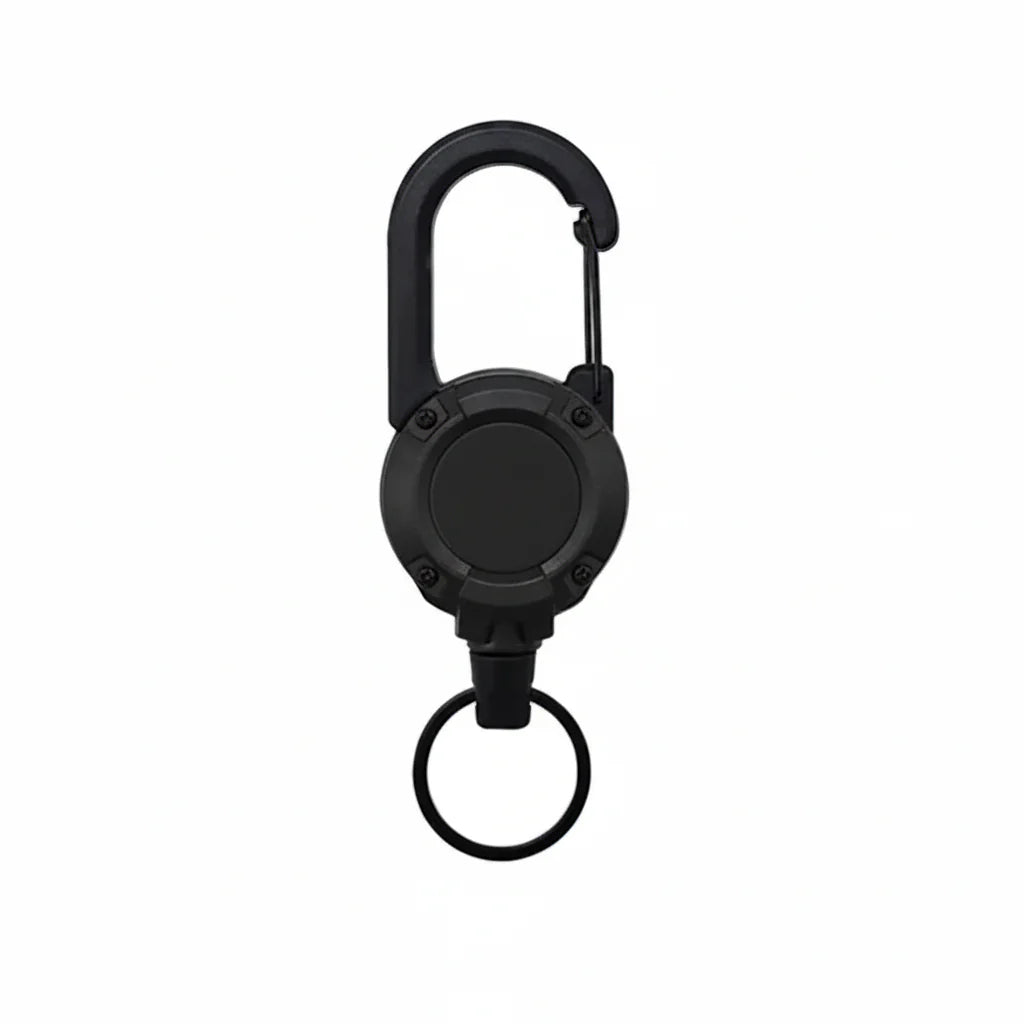 Heavy-Duty Retractable Carabiner Keychain – 65cm Steel Lanyard, 100K Pull Cycles