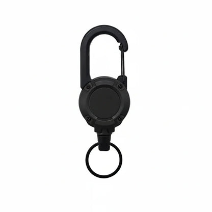 Heavy-Duty Retractable Carabiner Keychain – 65cm Steel Lanyard, 100K Pull Cycles