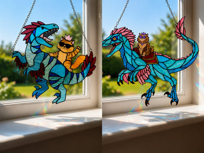 🐉🐱 Princess Donut & Mongo Stained Glass Suncatcher | Dungeon Crawler Carl Window Hanging ✨