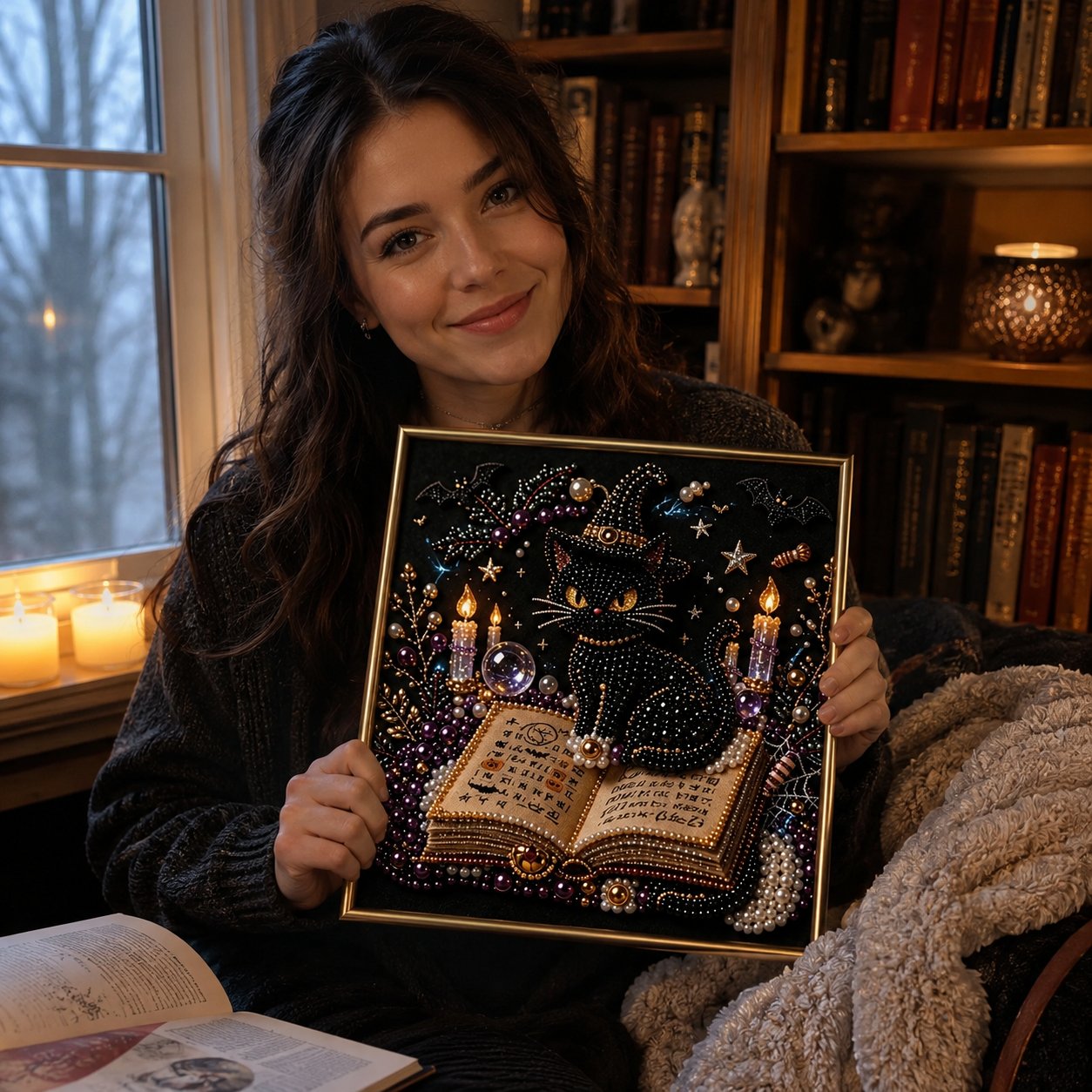 🖤 Premium 3D Pearl Dark Gothic Diamond Painting Art Kit | Luxury Flocked Canvas with Scratch-Resistant Non-Fading Pearl Beads DIY Dark Academia Decor 💀🕯️✨