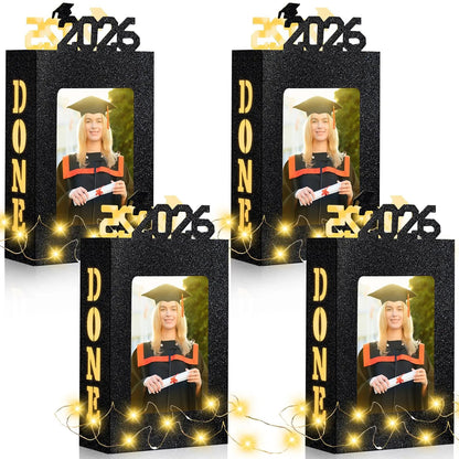 🎓4Pcs 2026 Graduation Centerpieces for Class of 2026-Fit 4x6in Photo| Fillable Picture Box