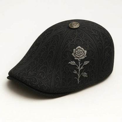 💀Handcrafted Skull & Thorn Flat Cap
