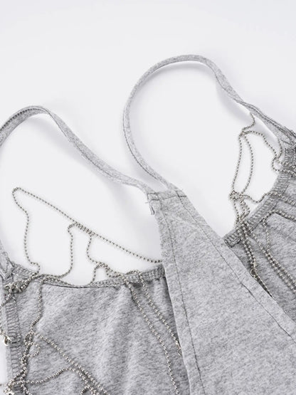 Backless Chain Halter Camisole Top for Y2K Party Outfits