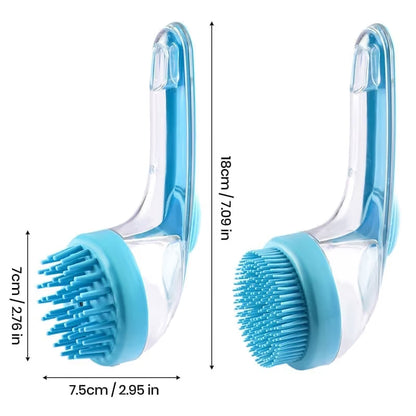Silicone Pet Bath Brush with Shampoo Dispenser Set