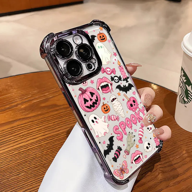 🎃TYIIPLUS™ Halloween Candy Ghost Phone Case – Cute Pumpkin & Ghost Design, Shockproof Magnetic Case for iPhone & Samsung Galaxy