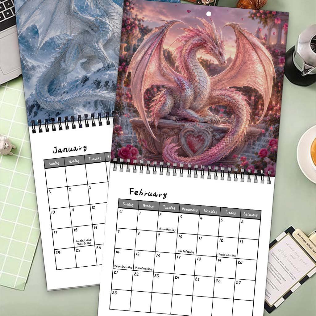 🐉2027 Dragon Wall Calendar - 12-Month Spiral Planner With Notes