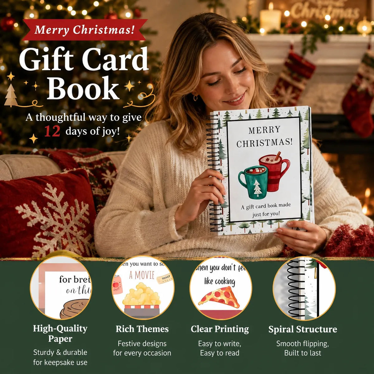 🔥🎁Ready for Christmas!🎅Christmas Gift Card Booklet -👍DIY Spiral-Bound Christmas Gift Card Holder Book