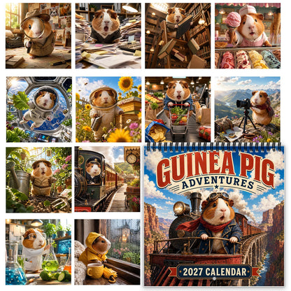 🥰2027 Cute Guinea Pig Adventures Wall Calendar