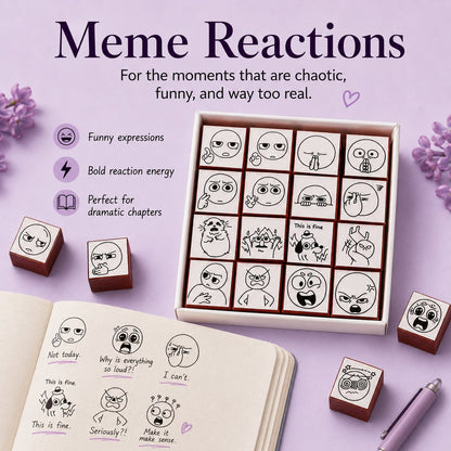 📚 Expression Reaction Stamp Set – Cute Book Annotation Stamps for Readers & Journaling