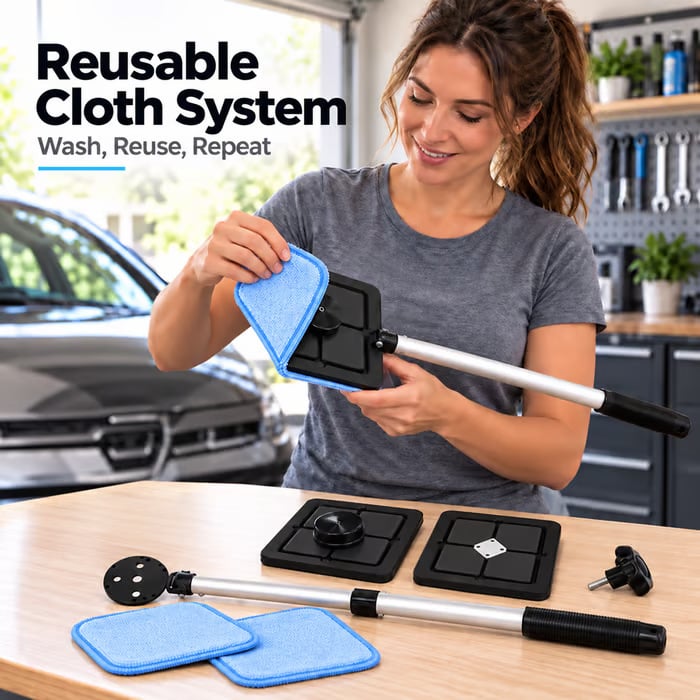 Dual Magnetic Car Windshield Cleaner | Streak-Free Auto Glass Cleaning Kit