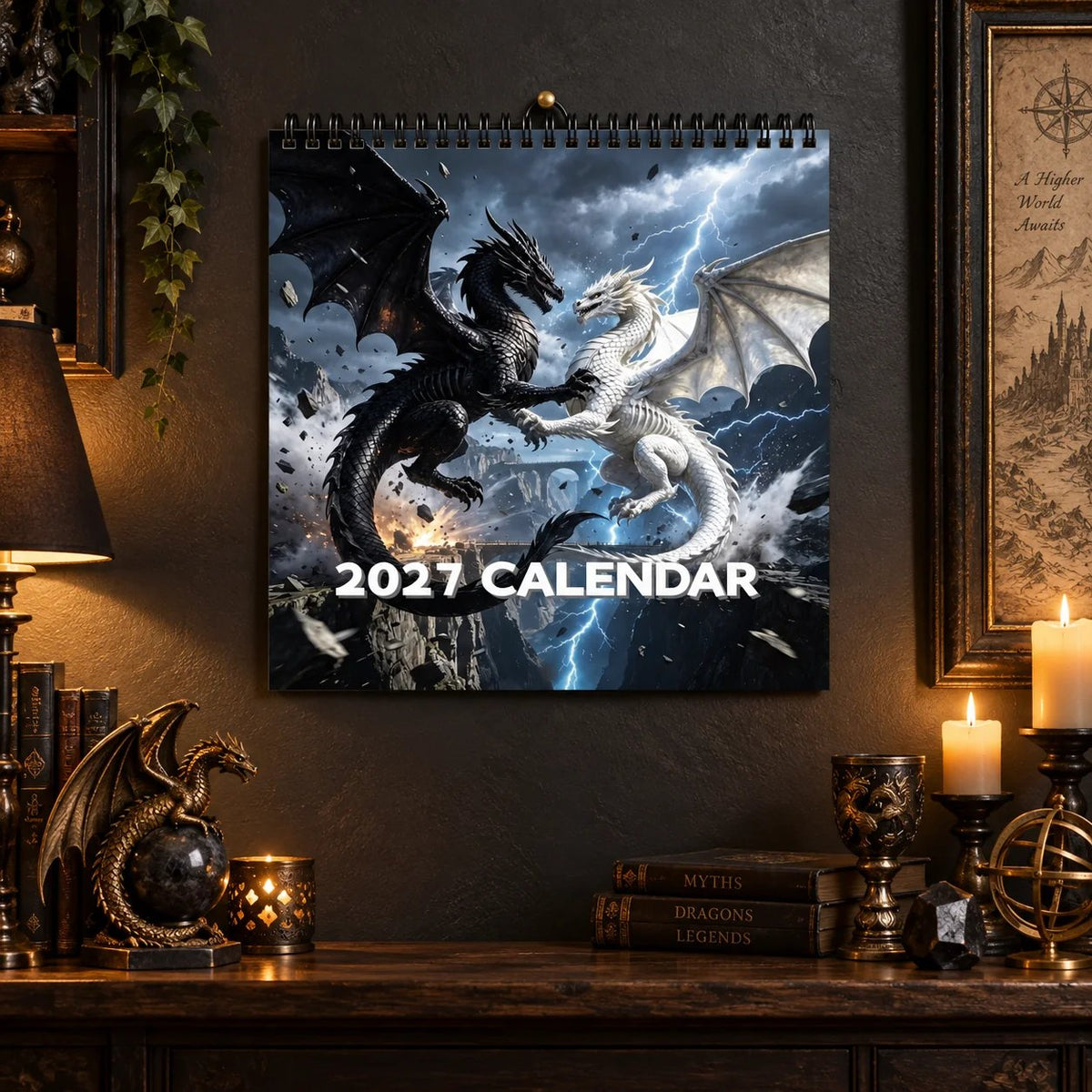 Dragons World 2027 Wall Calendar – 12-Month Epic Fantasy Dragon Calendar, Mystical Legendary Art Hanging Planner for Dragon Lovers