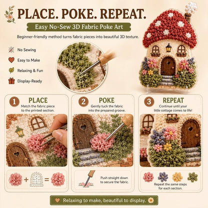 🔥🏡 Whimsical Village 3D Fabric Poke Art Kit, No-Sew Beginner DIY Craft, Screen-Free Relaxing Handmade Desktop Decoration & Family Bonding Activity Gift