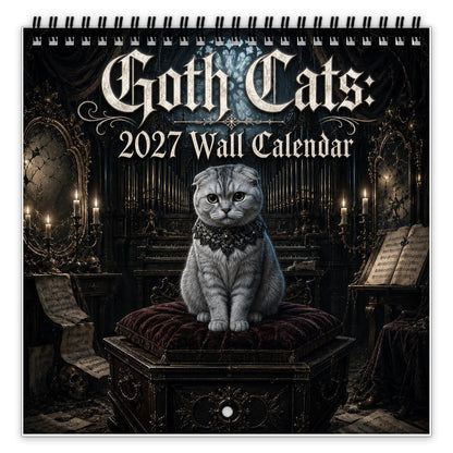 🐈‍⬛2027 Gothic Cat Wall Calendar – Dark & Mystical Cat Art Calendar for Home Decor & Cat Lovers