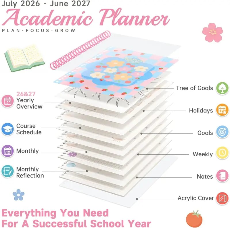 🧑‍🏫📔Academic Year Planner | July 2026- June 2027, Growth Tree Design For School year