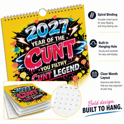 🎁2027 Year of the Cunt Wall Calendar – Bold Graffiti Humor Calendar📆🌟