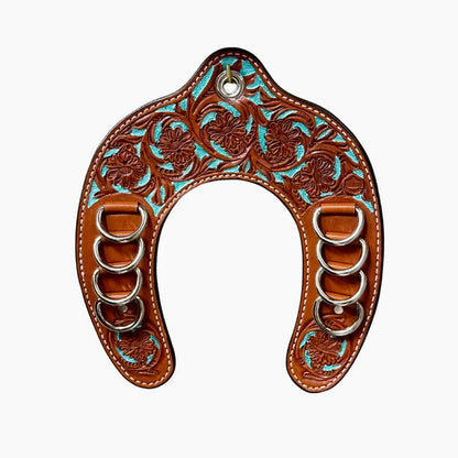 Handcrafted Leather Horseshoe Wild Rag Holder | Western Scarf & Bandana Organizer