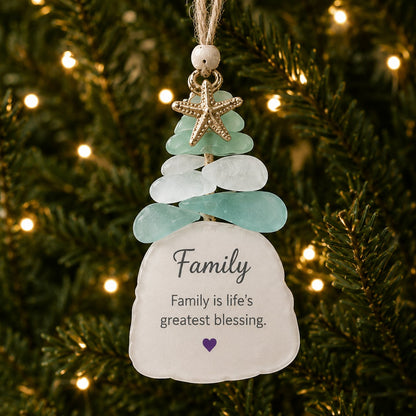 🌊Ocean Blessings™ Sea Glass Christmas Ornaments – Peace, Love, Joy, Faith, Family, Friends & Hope