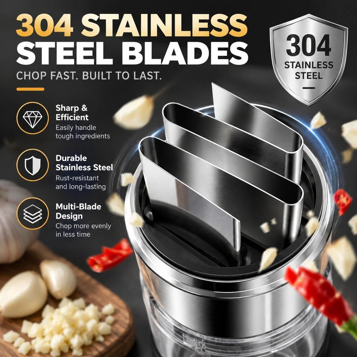 🥣Tyiiplus™ Chop Garlic Faster – Press-Down Manual Food Chopper