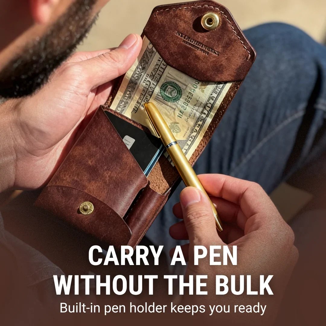 Tyiiplus™ Vintage Leather Wallet with Pen Slot
