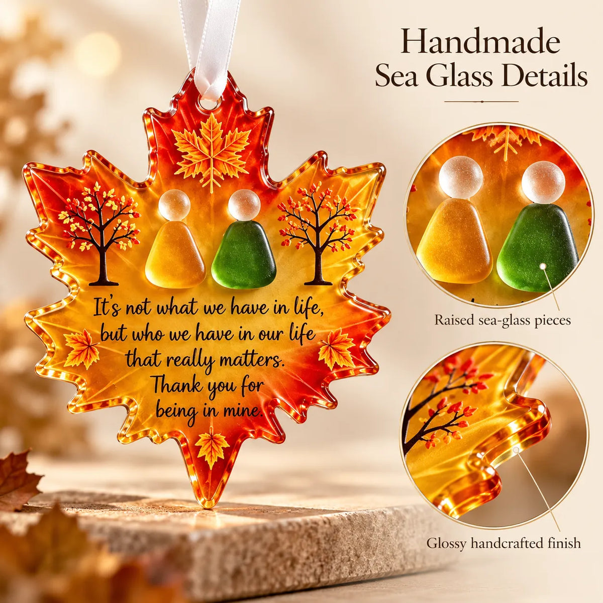 🌊Handmade Sea Glass Keepsake Ornament 🍁❄ A Meaningful Gift for Friendship, Family & Love