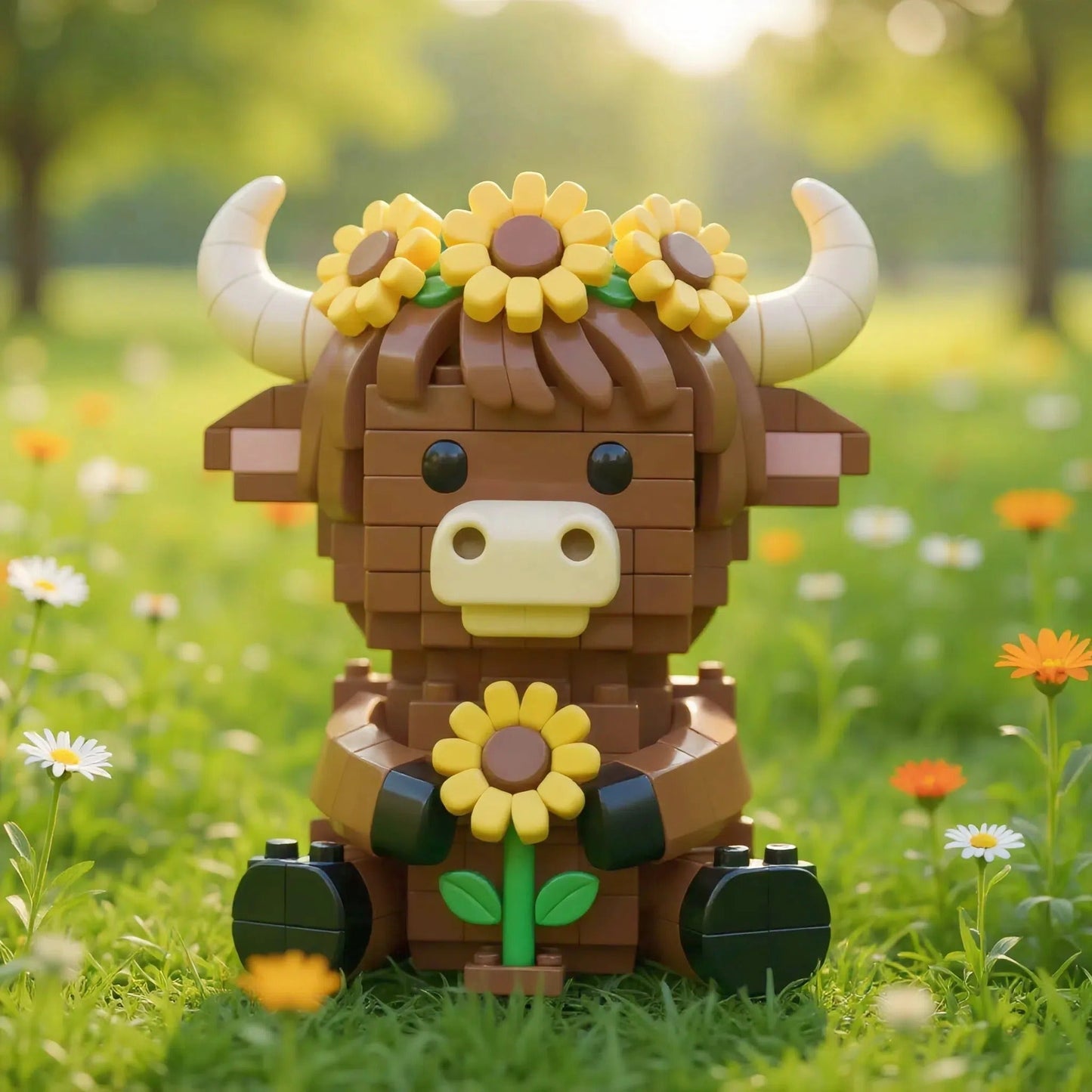 Sunflower Highland Cow Brick Set🌻🐂