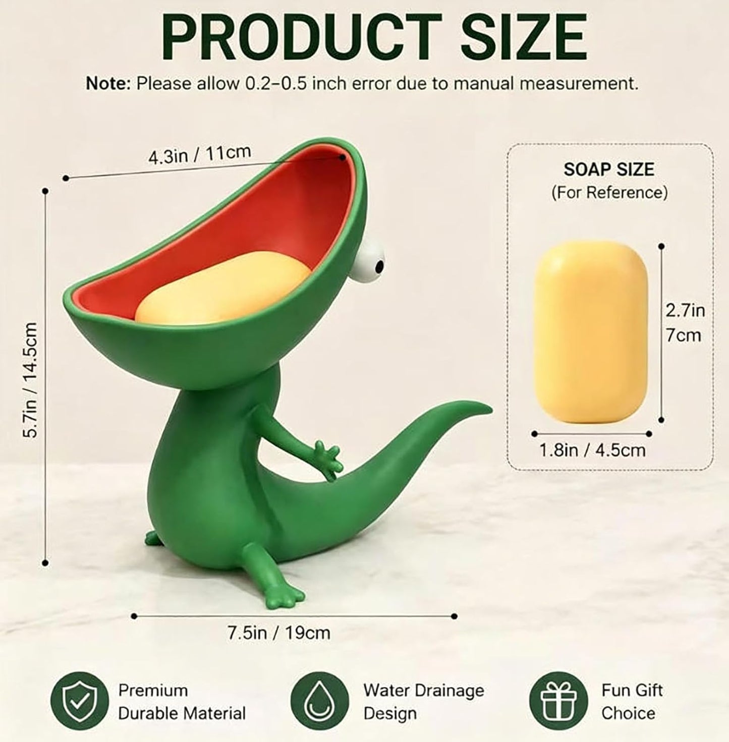 🦎 Funny Cartoon Lizard Soap Holder