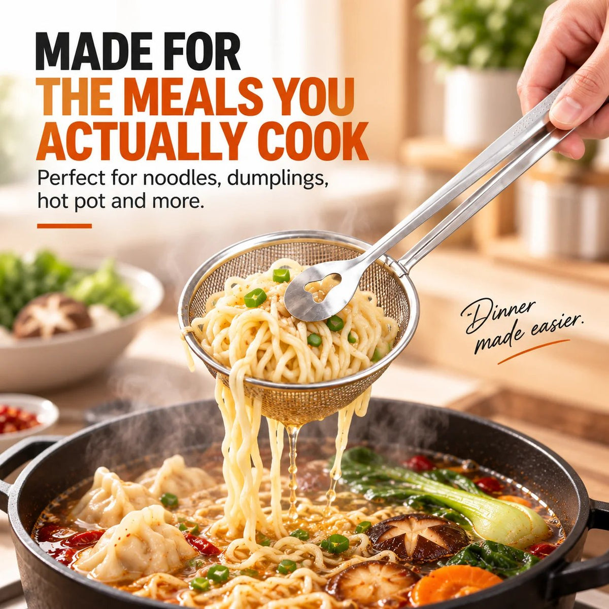 🔥Tyiiplus™ 2-in-1 Stainless Steel Strainer Tongs – Grab, Drain & Serve with One Tool
