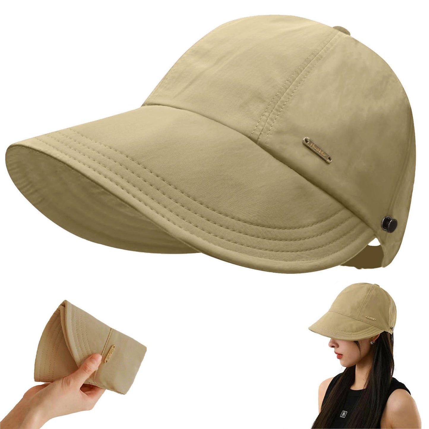 Women's Wide Brim Sun Visor Hat – UPF 50+ Foldable UV Protection Cap