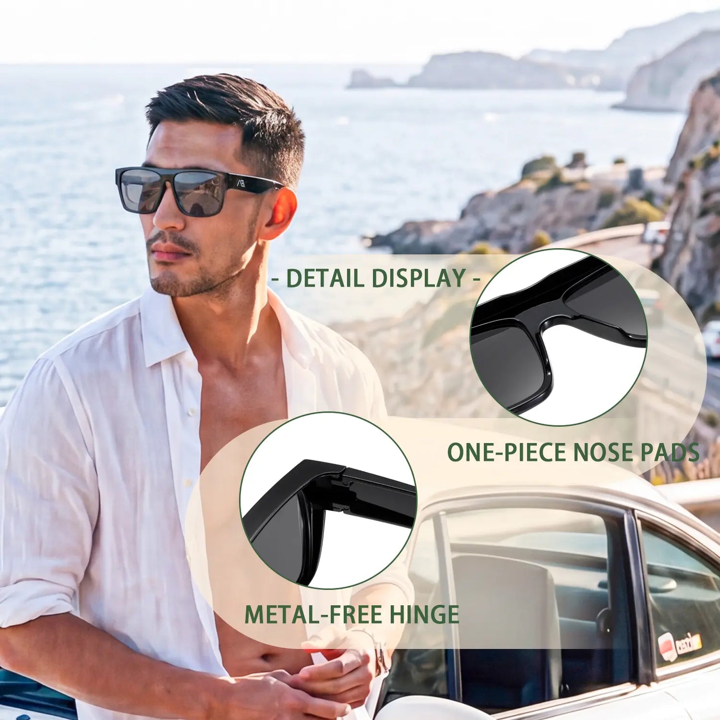 TyiiPlus Fit Over Sunglasses, Polarized Oversized Square Shades with UV400 Protection