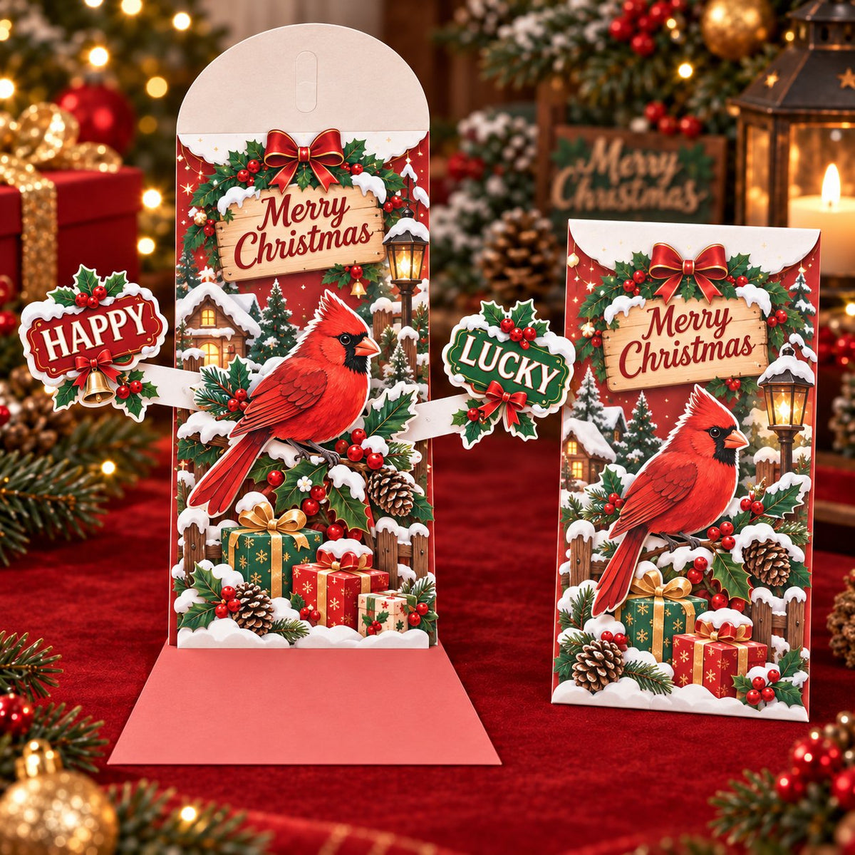 🎄Handmade 3D Christmas Money Card – Pop-Up Holiday Card with Cash Envelope & Message Space 💌✍💵