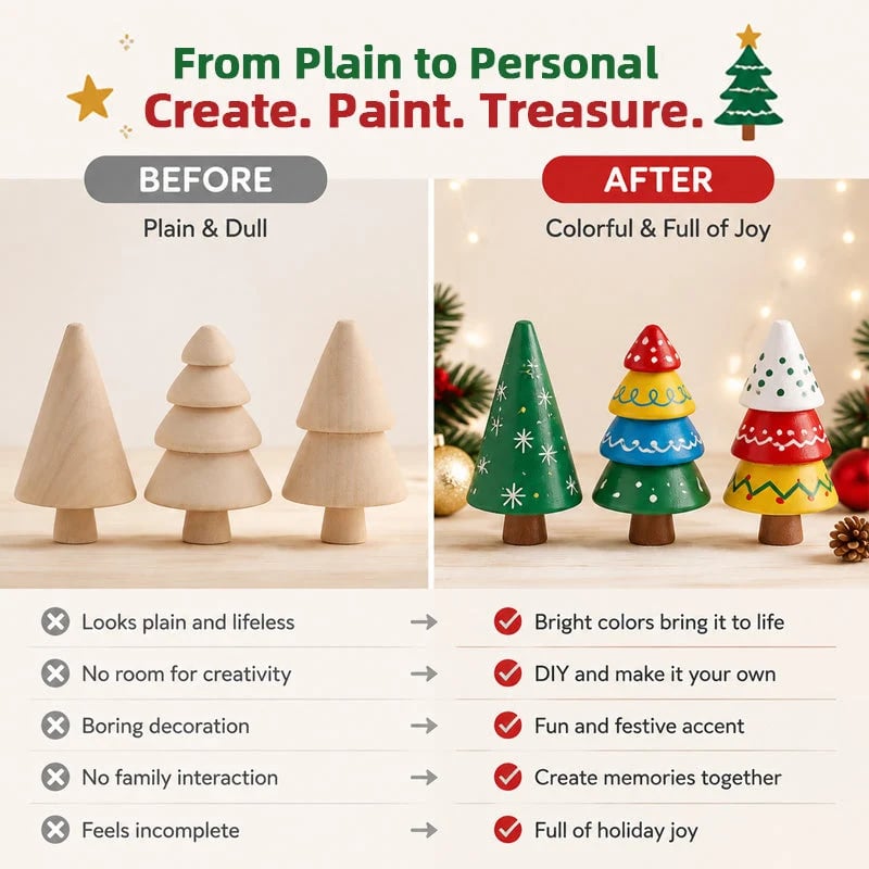 🎄🎨 DIY Wooden Christmas Tree Set — ✨ Color Your Christmas Your Way